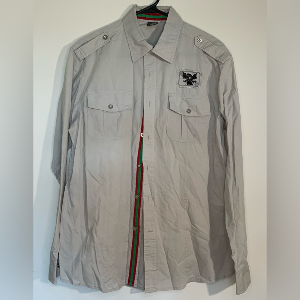 Men’s Long Sleeve Gray Dress Shirt Large